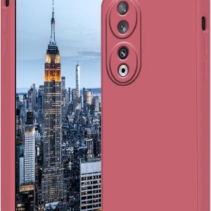 Compatible with Honor 90 Case Silicone Liquid Dark Green, Soft Smooth Touch for Honor 90 Phone Case Silicone Shockproof Thin Cover (Camellia)