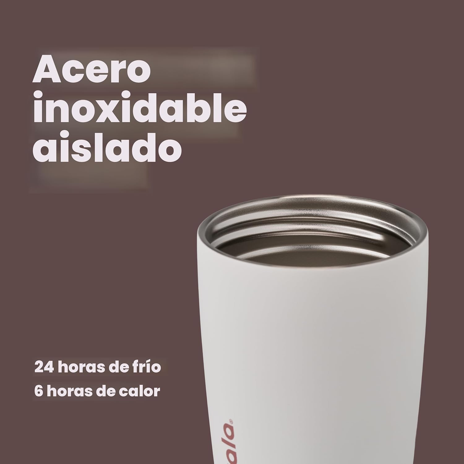 Owala SmoothSip Slider - Vaso de café aislado de acero inoxidable, taza de café helado reutilizable, taza de viaje para café caliente, libre de BPA, 12 onzas, vainilla