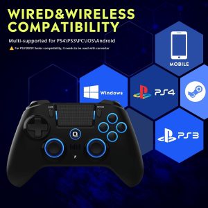 QRD Spark N5 Wireless Controller for PS5 Pro Slim PS4 PS3 PS2 Steam Deck PC Windows Mac iOS Android TV Box, Halleffect Gamepad Joystick with Touchpad, 6 Axis Gyro, Dual Vibration, Mapping, Macro