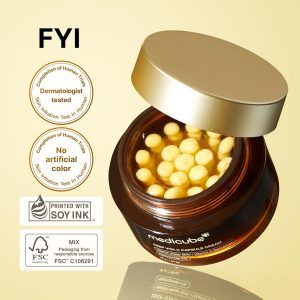 medicube Deep Vitamin C Golden Capsule Face Moisturizer - Cápsulas de liposomas para arrugas, resplandor de la piel - Gel transparente para hidratación brillante - Cuidado de la piel coreano 1.94 oz