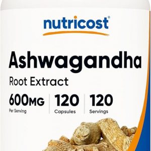 Nutricost Ashwagandha - Suplemento de hierbas de 600 mg, 120 cápsulas, vegetariano, sin OMG, sin gluten, raíz de Ashwagandha