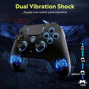 QRD Spark N5 Wireless Controller for PS5 Pro Slim PS4 PS3 PS2 Steam Deck PC Windows Mac iOS Android TV Box, Halleffect Gamepad Joystick with Touchpad, 6 Axis Gyro, Dual Vibration, Mapping, Macro