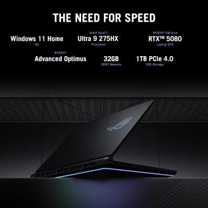 ASUS ROG Strix G16 (2025) Gaming Laptop, 16” ROG Nebula 16:10 2.5K 240Hz/3ms, NVIDIA® GeForce RTX™ 5080, Intel® Core Ultra 9 275HX, 32GB DDR5, 1TB PCIe Gen 4 SSD, Wi-Fi 7, Windows 11 Home, G615LW-AS96