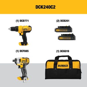 DEWALT Kit de combo de perforación inalámbrico de 20V MAX, 2-Herramienta (DCK240C2)