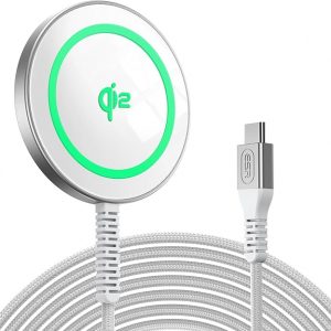 ESR para Qi2 Magsafe Charger, cargador inalámbrico de 15 W, almohadilla de carga inalámbrica para iPhone 15/14/13/12, AirPods 4/3/Pro/Pro 2, Galaxy S25, almohadilla de carga magnética fuerte con cable tipo C, plateado