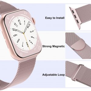 Paquete de 3 correas de malla metálica compatibles con Apple Watch de 1.496 in 1.575 in 1.614 in 1.654 in 1.732 in 1.772 in 1.811 in 1.929 in, correa magnética de acero inoxidable para iWatch Ultra 3 2 1 Series 11/10/9/8/SE/7/6/5/4/3 para hombres y mujeres