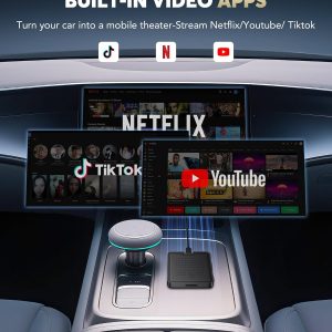 Adaptador CarPlay inalámbrico 2 en 1 para transmisión de Netflix/YouTube/TikTok/TF Card, caja de IA de video mágico 2025 y dongle automático Android, Plug & Play, compatible con iPhone 8+/iOS10+