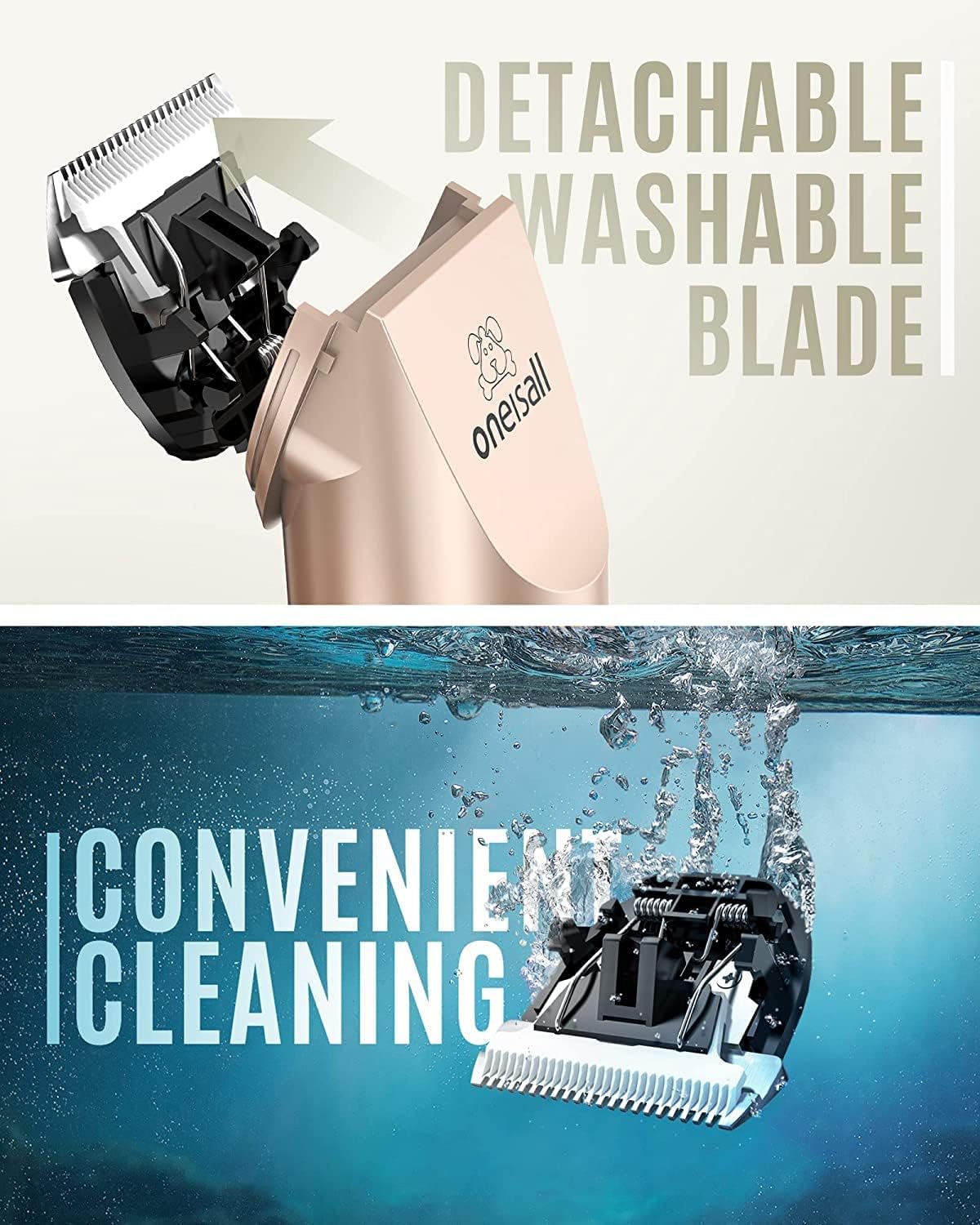 ONEISALL - Cortadora para pelo eléctrico silencioso para perros y gatos