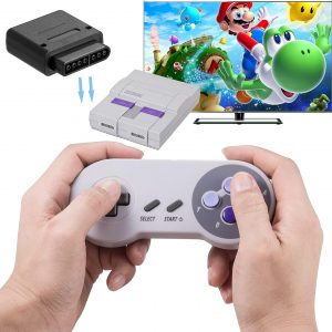 KIWITATA 2 Pack 2.4GHz Wireless Controller for SNES Original Console, Rechargeable Wireless Remote Gamepad Controller for SNES Super Entertainment System Console