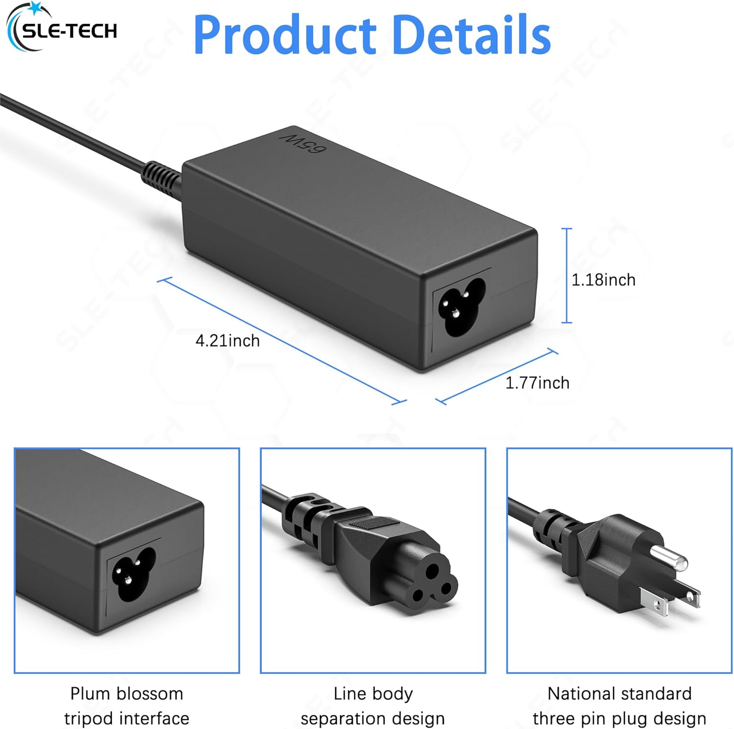 SLE-TECH 65W USB C AC Adapter Compatibile with Lenovo Thinkpad/Yoga/Chromebook,T480 T480S C930 C940 100e 300e 500e ADLX65YLC3D 4X20M26268 ADLX65YDC2A