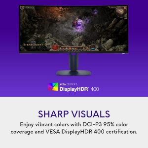 Alienware 34 Monitor curvo para juegos – AW3425DWM – Pantalla WQHD de 34 pulgadas 180Hz 1ms, 1500R, AMD FreeSync Premium, VESA AdaptiveSync.