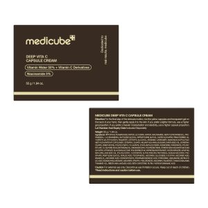 medicube Deep Vitamin C Golden Capsule Face Moisturizer - Cápsulas de liposomas para arrugas, resplandor de la piel - Gel transparente para hidratación brillante - Cuidado de la piel coreano 1.94 oz