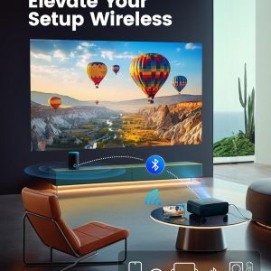 [Built-in Official Apps/4K Support] Smart Outdoor Projector with WiFi and Bluetooth, 800ANSI Movie Projector, DoIby Audio with Dual Speaker, Auto Focus w/ YouTube&PrimeVideo Proyector, Upgrad P62 Pro