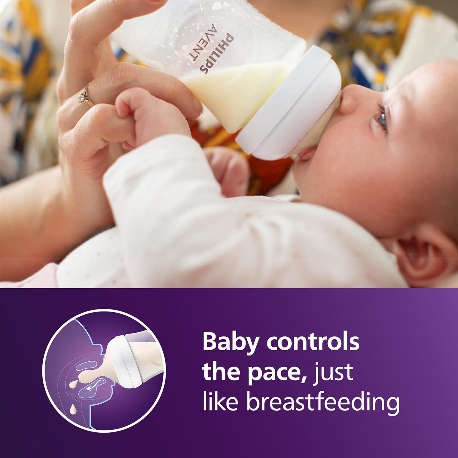 Philips AVENT - Biberón natural con boquilla de respuesta natural, transparente, 9 onzas, paquete de 4, SCY903/04