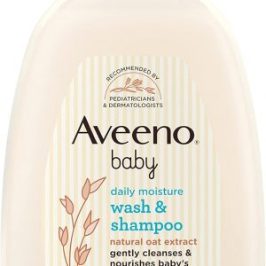 Aveeno Baby champú y gel corporal para bebés de piel sensible, suave, humectante, con extractos de avena natural, hipoalergénico, no irrita los ojos, sin parabenos, perfume ligero, 33 onzas líquidas