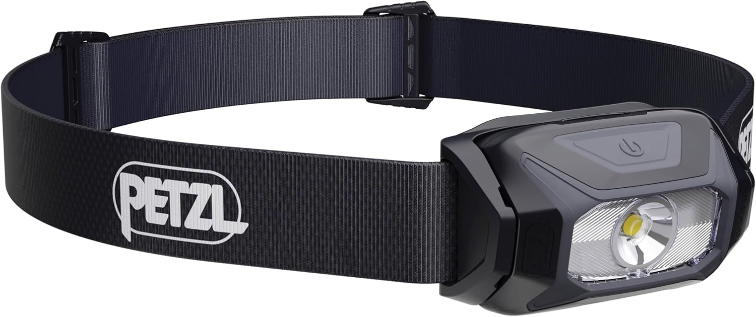 PETZL TIKKINA Headlamp - Compact, Easy-to-Use 300 Lumen Headlamp, Designed for Hiking, Climbing, Running, and Camping - Black