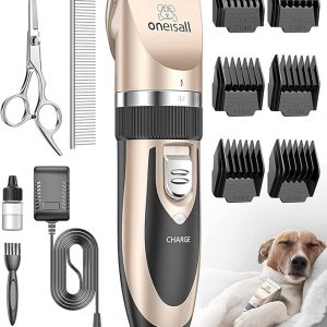 ONEISALL - Cortadora para pelo eléctrico silencioso para perros y gatos