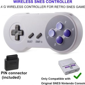 KIWITATA 2 Pack 2.4GHz Wireless Controller for SNES Original Console, Rechargeable Wireless Remote Gamepad Controller for SNES Super Entertainment System Console