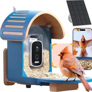 Comedero inteligente para pájaros con cámara, cámara de alimentación de pájaros UHD de 2.5 K con energía solar, identificación AI sensible, video de captura de alertas instantáneas