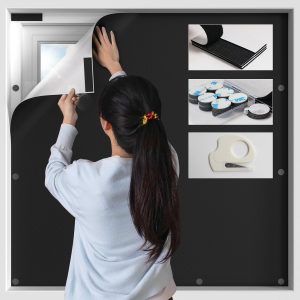 Cubierta de ventana 100% opaca, persianas opacas magnéticas portátiles para ventana, persianas opacas opacas sin taladro, cortinas opacas cortables para dormitorio, caravana, guardería, sala de