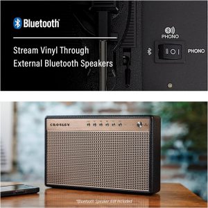 Crosley CR8005F-EM Cruiser Plus Vintage 3-Speed Bluetooth in/Out Suitcase Vinyl Record Player Turntable, Dark Emerald