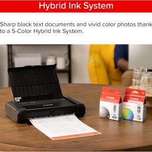 Canon PIXMA TR160 Impresora portátil inalámbrica, bandeja de papel de 50 hojas y pantalla de 1.44 pulgadas