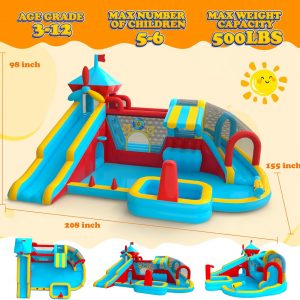 Casa inflable de rebote con tobogán, castillo de rebote grande 10 en 1 con soplador, salto, baloncesto, lanzamiento, juego de pelota, pared de escalada, castillo animoso para patio trasero familiar