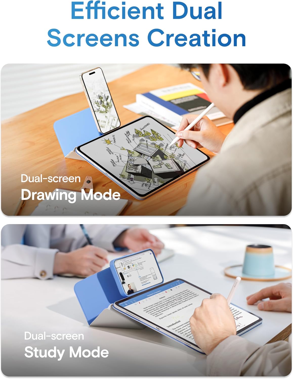 MOFT Dynamic Folio Case for iPad Pro 11- inch (M5 2025 / M4 2024), Silm Magnetic Stand Case with 20+ Viewing Angles, Auto Wake/Sleep, Ultra Thin, Panna Cotta x Faded Jeans