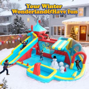 Casa inflable de rebote con tobogán, castillo de rebote grande 10 en 1 con soplador, salto, baloncesto, lanzamiento, juego de pelota, pared de escalada, castillo animoso para patio trasero familiar