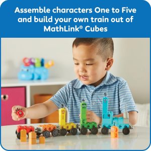 hand2mind Numberblocks Express Train MathLink - Juego de actividades de aprendizaje preescolar, juguete de tren, bloques de conteo, juguetes de números, juguetes educativos para niños, manipuladores matemáticos para preescolares