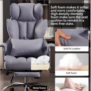 Efomao Big and Tall Office Chair 400LBS, Heavy Duty Executive Office Chair with Foot Rest, Home Office Desk Chairs, Purple Big Tall Computer Chairs