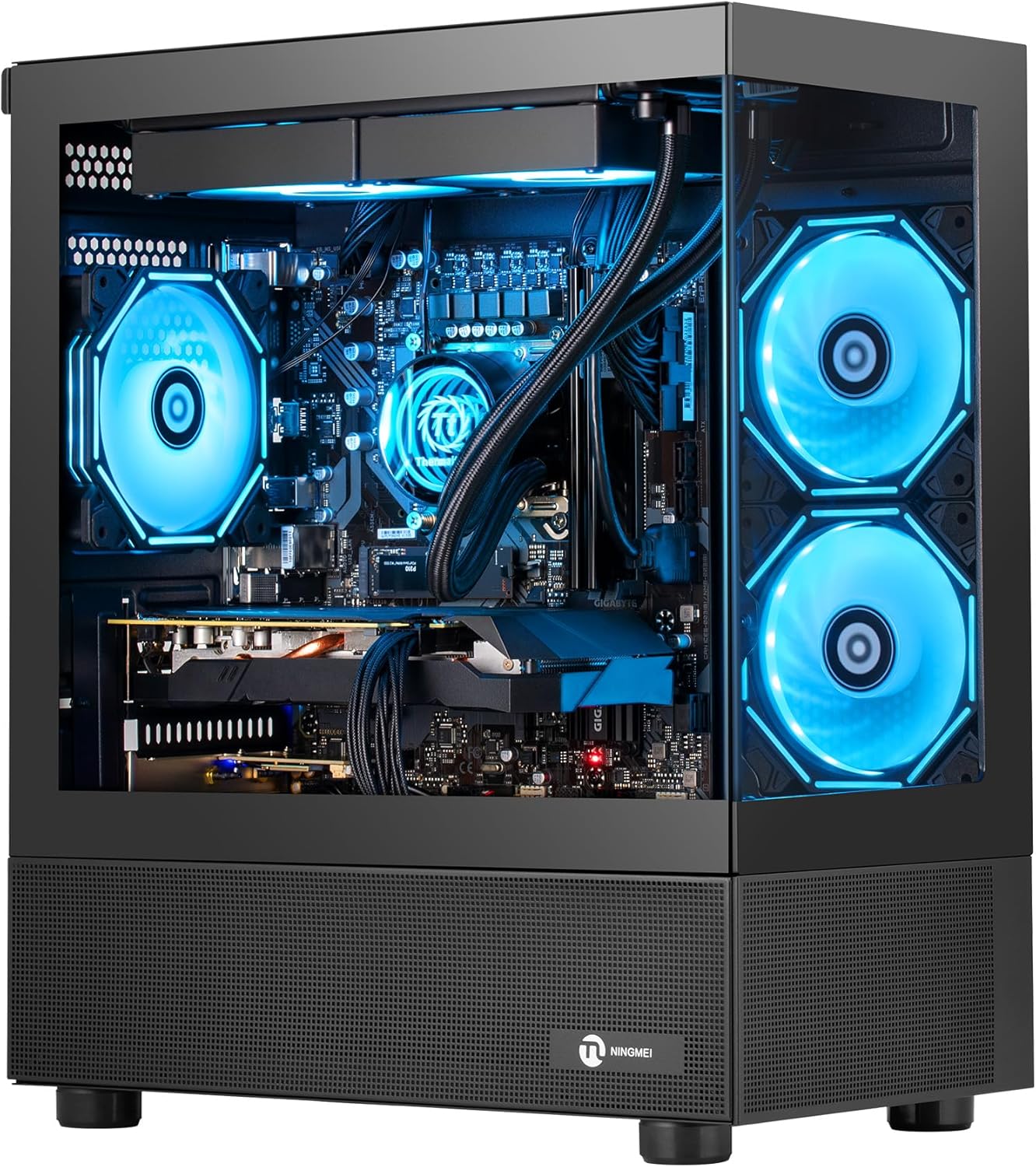 NINGMEI Supreme Master Gaming PC Desktop,AMD Ryzen 7 5700X 8 core 3.4GHz(up to 4.6GHz),GeForce RTX 5060 8GB,32GB DDR4 RAM 3200MHz,1TB NVME SSD,600W PSU,Windows 11 Home 64-bit,Black