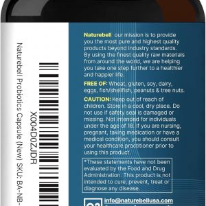 NatureBell Probiótico 200 mil millones de UFC – 40 cepas por porción | 240 cápsulas vegetales con prebióticos y probióticos – Complejo de espectro completo con enzimas – Probióticos diarios para mujeres y hombres
