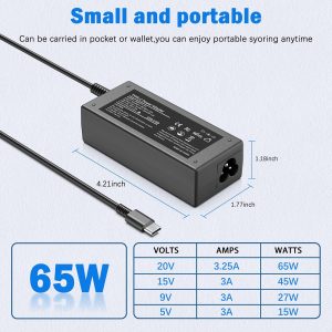 Universal 65W USB C Laptop Charger Compatible with HP chromebook Lenovo Dell Acer Asus Samsung Google Computer Type C Power Adapter