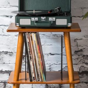 Crosley CR8005F-EM Cruiser Plus Vintage 3-Speed Bluetooth in/Out Suitcase Vinyl Record Player Turntable, Dark Emerald