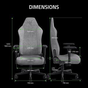 Razer Iskur V2 X Silla ergonómica para juegos: soporte lumbar integrado, asiento ampliado, cojines de espuma de alta densidad, reclinación ajustable de 152 grados, reposabrazos 2D, acabado de tela de
