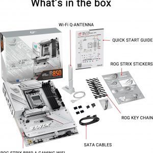 ASUS ROG Strix B850-A Gaming WiFi AMD AM5 B850 ATX Motherboard 14+2+2 Power Stages, DDR5 AEMP, 2.5G LAN, WiFi 7 with Q-Antenna, 4X M.2, PCIe® 5.0, USB 20Gbps Type-C, AI Networking II, ASUS AI Advisor