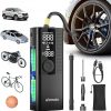 Airmoto Tire Inflator Portable Air Compressor - Air Pump For Car Tires with Digital Pressure Gauge, LED Light and Auto Shut-Off Function - Cordless Pump for Car, Motorcycle, Bicycle, Ball