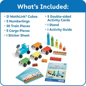 hand2mind Numberblocks Express Train MathLink - Juego de actividades de aprendizaje preescolar, juguete de tren, bloques de conteo, juguetes de números, juguetes educativos para niños, manipuladores matemáticos para preescolares