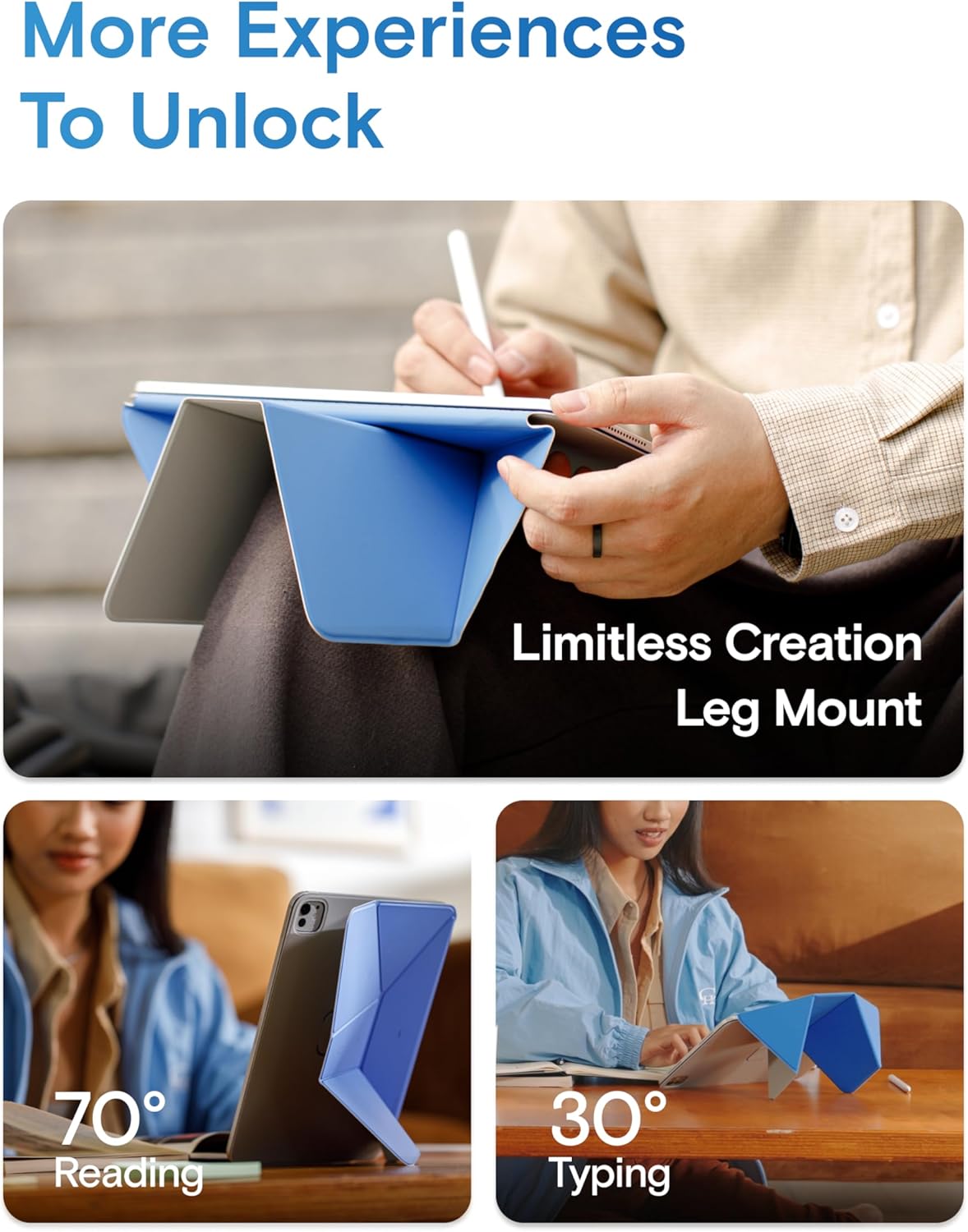 MOFT Dynamic Folio Case for iPad Pro 11- inch (M5 2025 / M4 2024), Silm Magnetic Stand Case with 20+ Viewing Angles, Auto Wake/Sleep, Ultra Thin, Panna Cotta x Faded Jeans