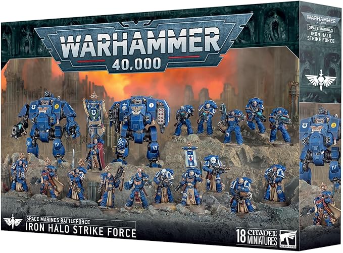 Warhammer 40,000 Space Marines Battleforce: Iron Halo Strike Force | Captain, Lieutenant, Redemptor & Ballistus Dreadnoughts, Sternguard Veterans & Hellblasters | 18 Plastic Miniatures