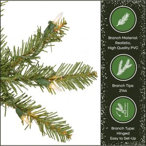 National Tree Company 7 ft Pre-Lit Dunhill Fir Full Artificial Christmas Tree, 700 Clear Lights, 2,144 Tips, Includes Stand, Green