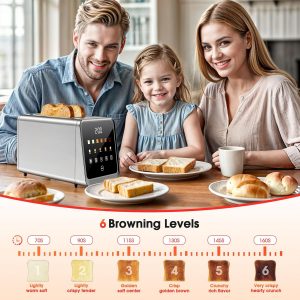 Tostadora de 2 rebanadas con pantalla táctil digital inteligente y memoria de 1 toque, ranuras extra anchas de acero inoxidable de 1.5 pulgadas para bagels y pan artesanal | 900 W para un tostado