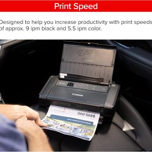 Canon PIXMA TR160 Impresora portátil inalámbrica, bandeja de papel de 50 hojas y pantalla de 1.44 pulgadas