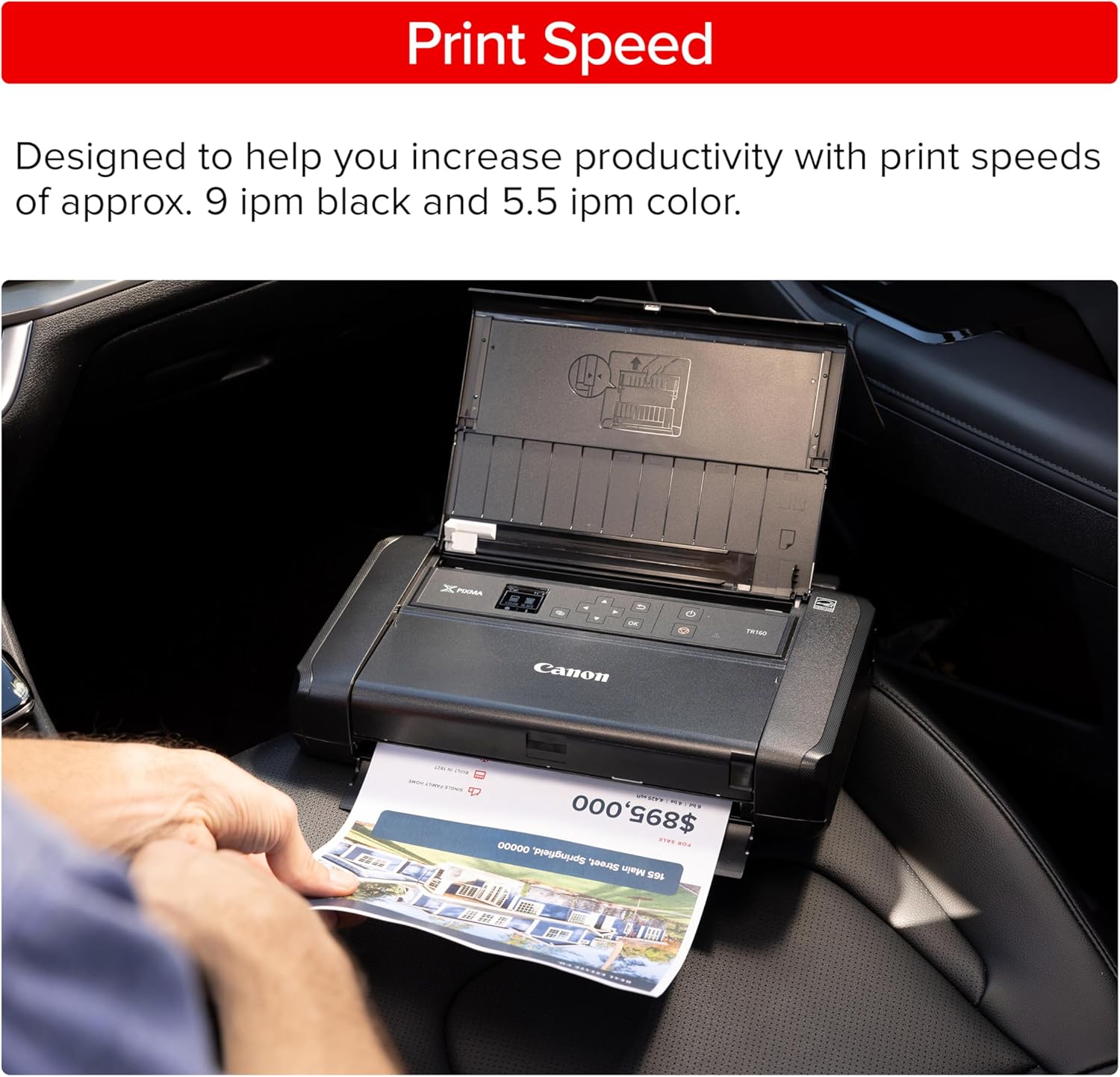 Canon PIXMA TR160 Impresora portátil inalámbrica, bandeja de papel de 50 hojas y pantalla de 1.44 pulgadas