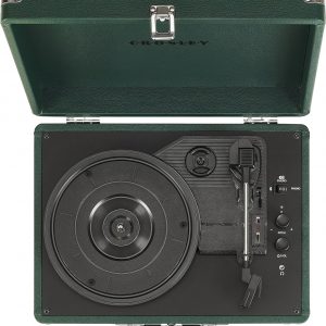 Crosley CR8005F-EM Cruiser Plus Vintage 3-Speed Bluetooth in/Out Suitcase Vinyl Record Player Turntable, Dark Emerald