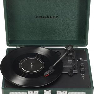 Crosley CR8005F-EM Cruiser Plus Vintage 3-Speed Bluetooth in/Out Suitcase Vinyl Record Player Turntable, Dark Emerald