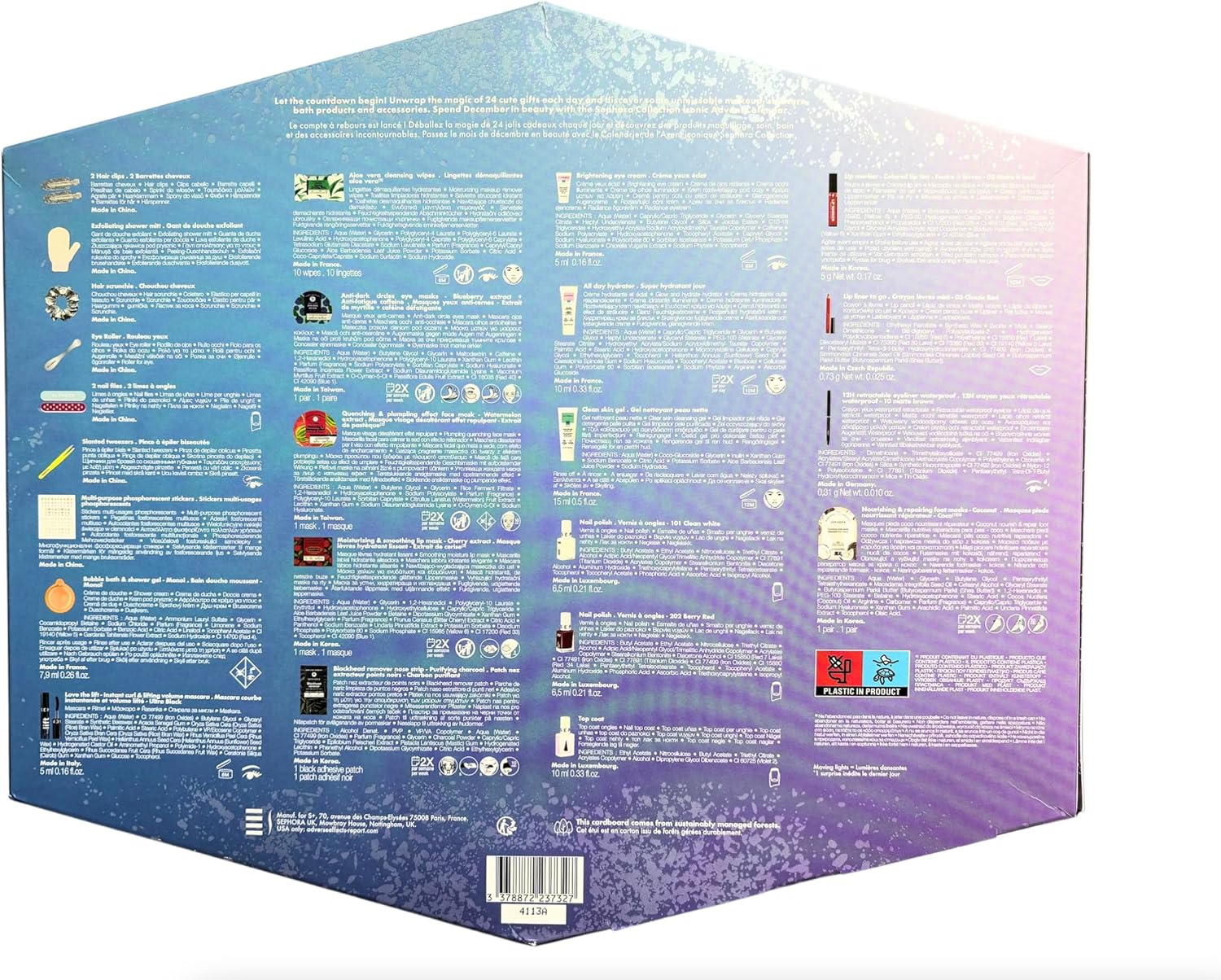 Sephora - Calendario de Adviento 2024, con luces móviles, 24 sorpresas, incluye maquillaje, productos de cuidado, del baño y accesorios
