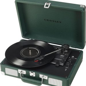 Crosley CR8005F-EM Cruiser Plus Vintage 3-Speed Bluetooth in/Out Suitcase Vinyl Record Player Turntable, Dark Emerald