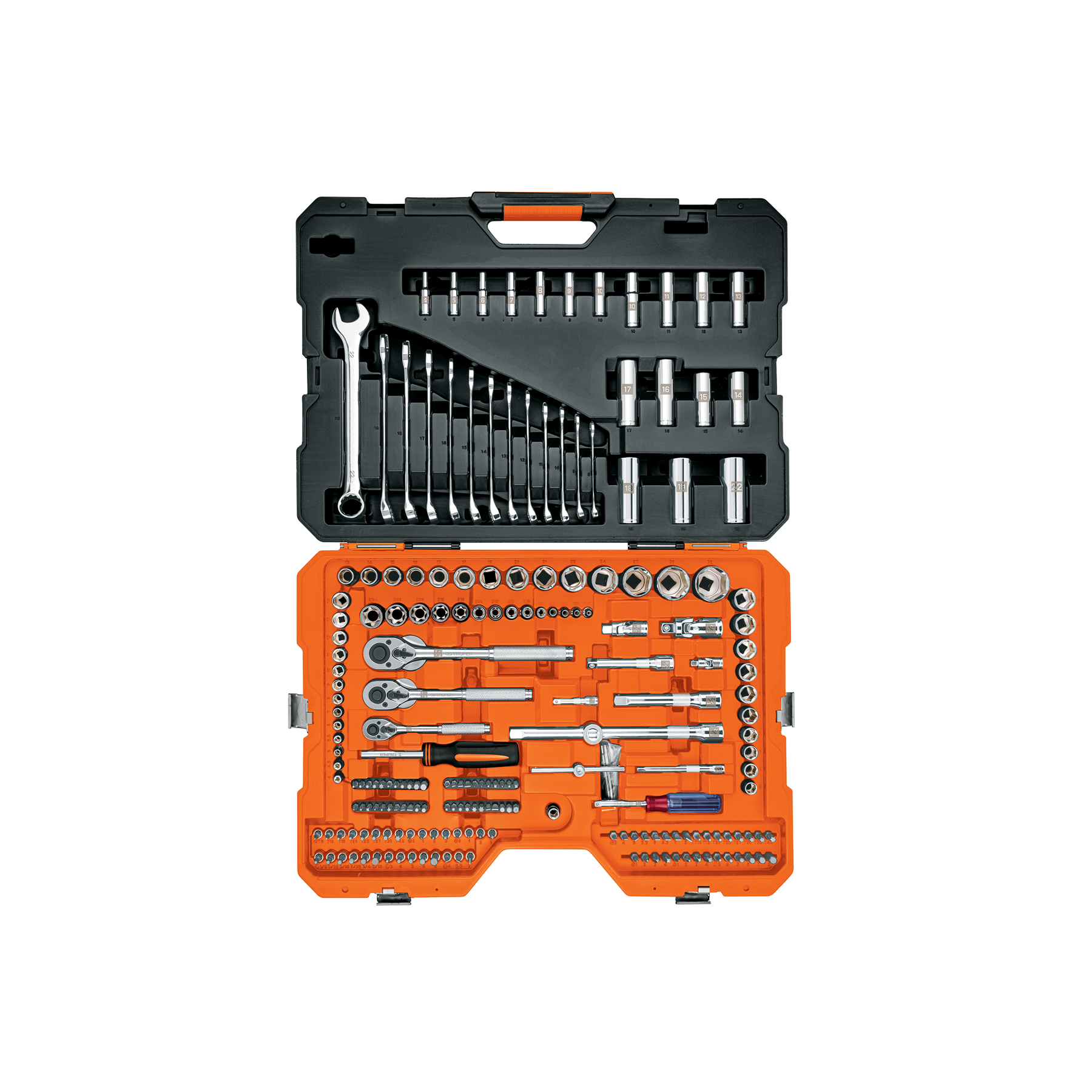 Juego de Herramientas Mecánicas 210 Piezas (1/4", 3/8", 1/2") Estándar y Milimétrico - Truper Profesional (JD-210MP)